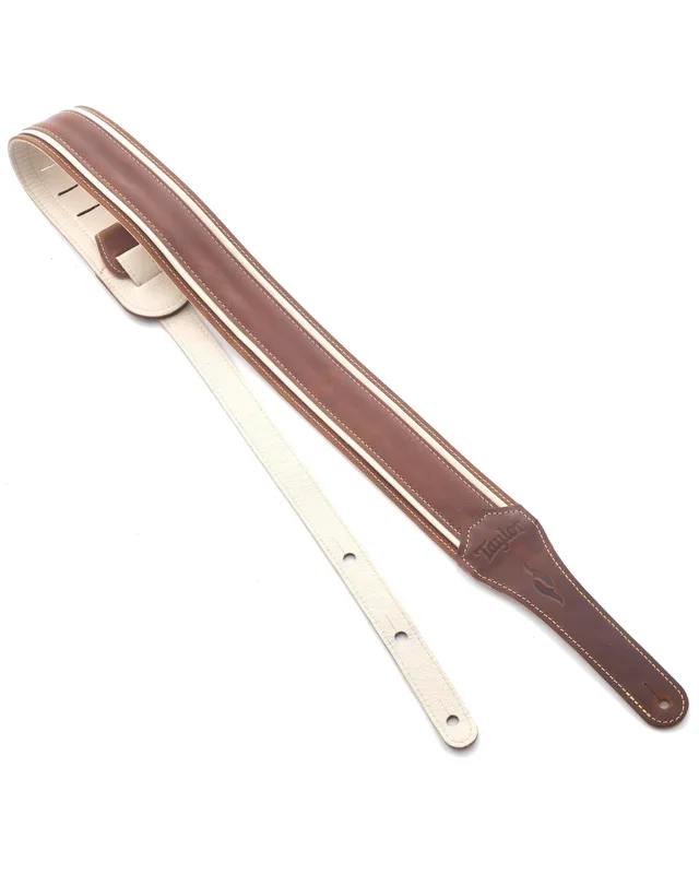 Taylor Element 2.5″ Leather Guitar Strap, Brown/Cream