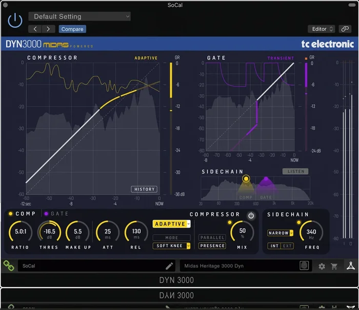 TC ELECTRONIC DYN 3000-DT Midas-Powered High-End Dynamics Channel Plug-In with Analog-Feel Desktop Interface