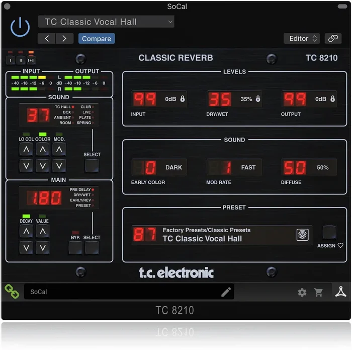 TC8210-DT Classic TC Electronic Mixing Reverb Plug-In with Hardware Controller
