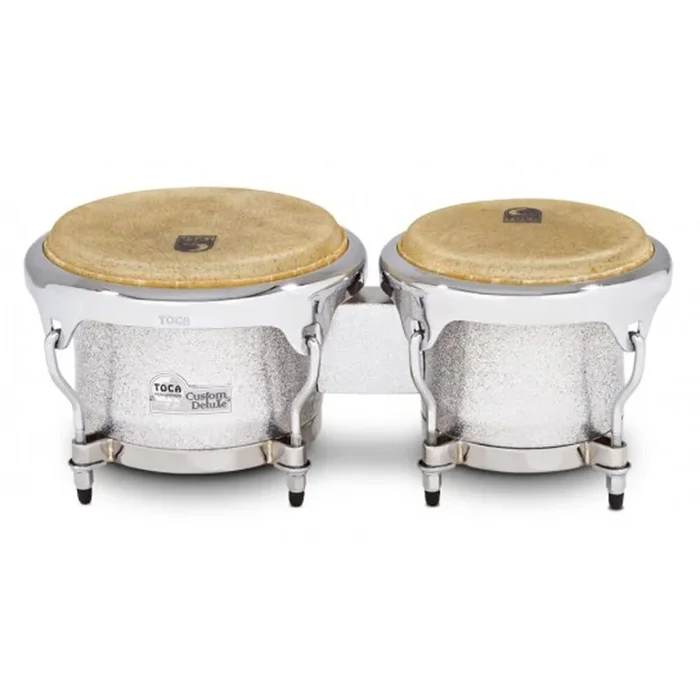 Toca Custom Deluxe Series 7 & 8-1/2″ Fiberglass Bongos in Silver Sparkle Finish