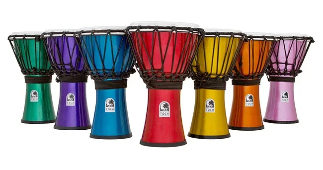 Toca Freestyle Colorsound Series Djembe 7″ in Asst Colours – 7Pk