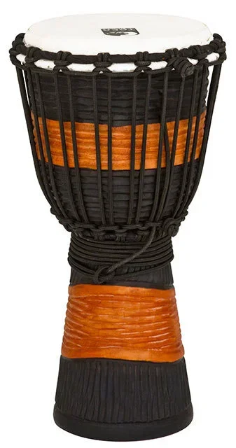 Toca Street Carved Series Wooden Djembe 8″ Synthetic Head in Black & Brown
