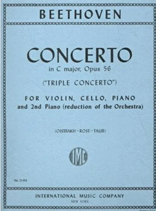Triple Concerto Op 56 C Violin Vc Piano /W 2nd Piano (Softcover Book)