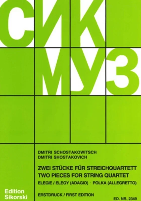 Two Pieces For String Quartet Book