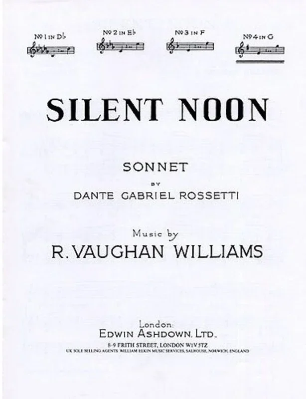 Vaughan Williams Silent Noon G Vce/Piano Book