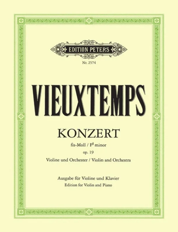 Vieuxtemps – Concerto No 2 F Sharp Min Op 19 Violin/Piano (Softcover Book)