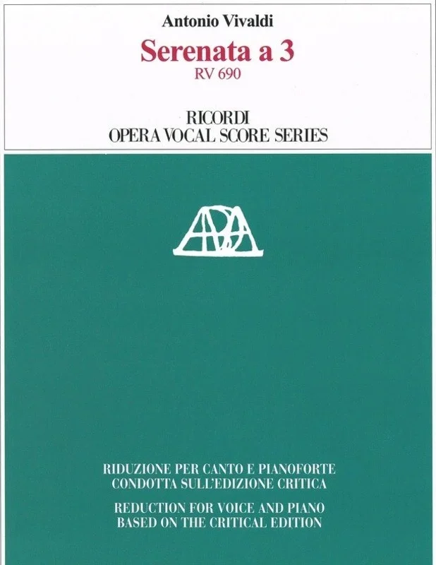 Vivaldi – Serenata A3 Rv 690 Vocal Score Critical Edition Book