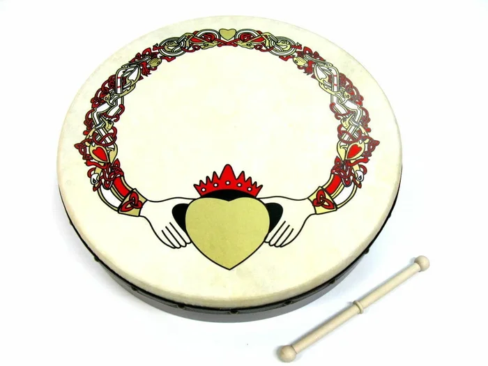 Waltons 18 Inch Claddagh Bodhran Complete with Dvd & Protective Carry Bag