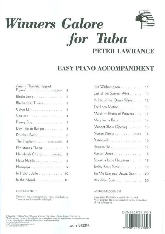 Winners Galore Tuba Piano Accompaniment (Softcover Book)