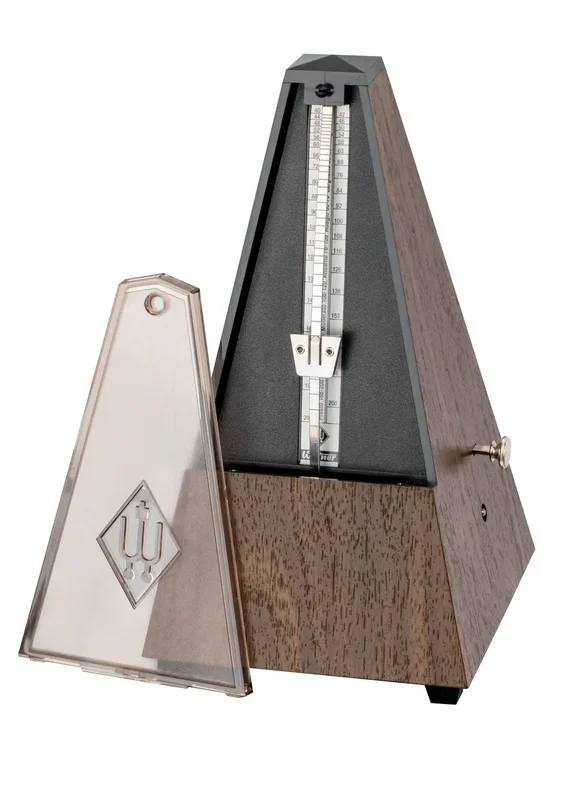 Wittner Taktell Pyramid Style Metronome with Bell – Walnut Grain