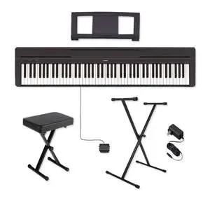 Yamaha P-Series P-45 Portable Keyboard Bundle – 88-Key Weighted Action Digital Piano with Portable Stand and Adjustable Bench